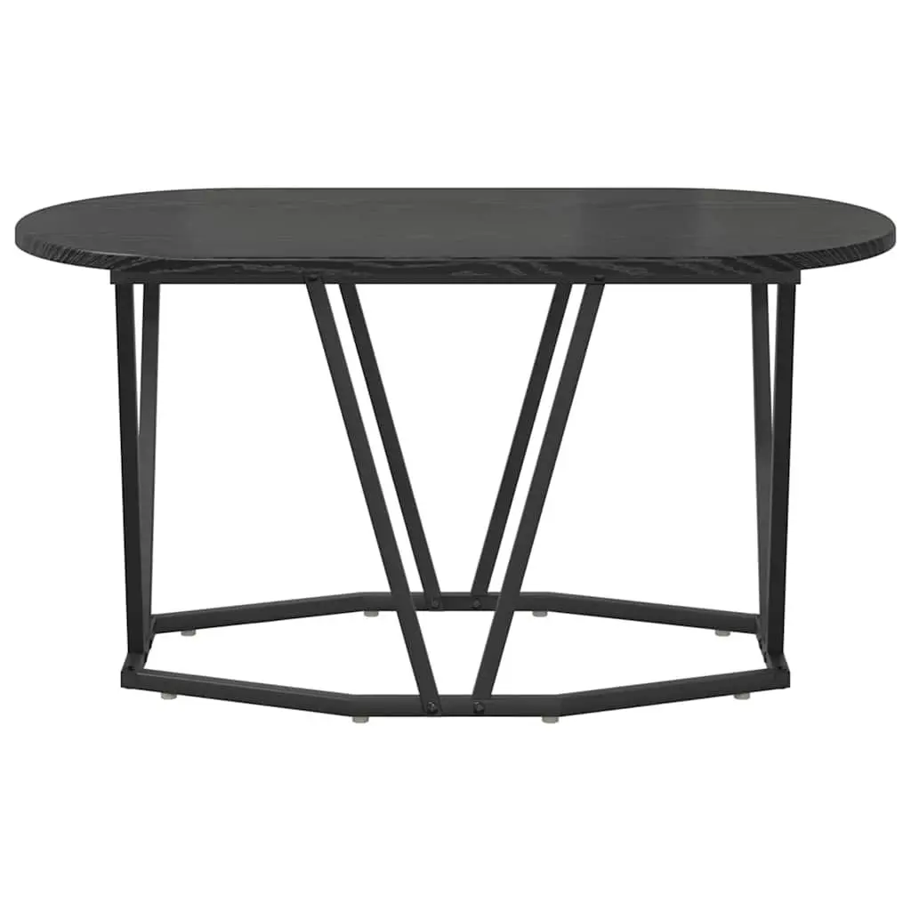 Oval Coffee Table Industrial Modern Black Oak 80x40x40.5cm