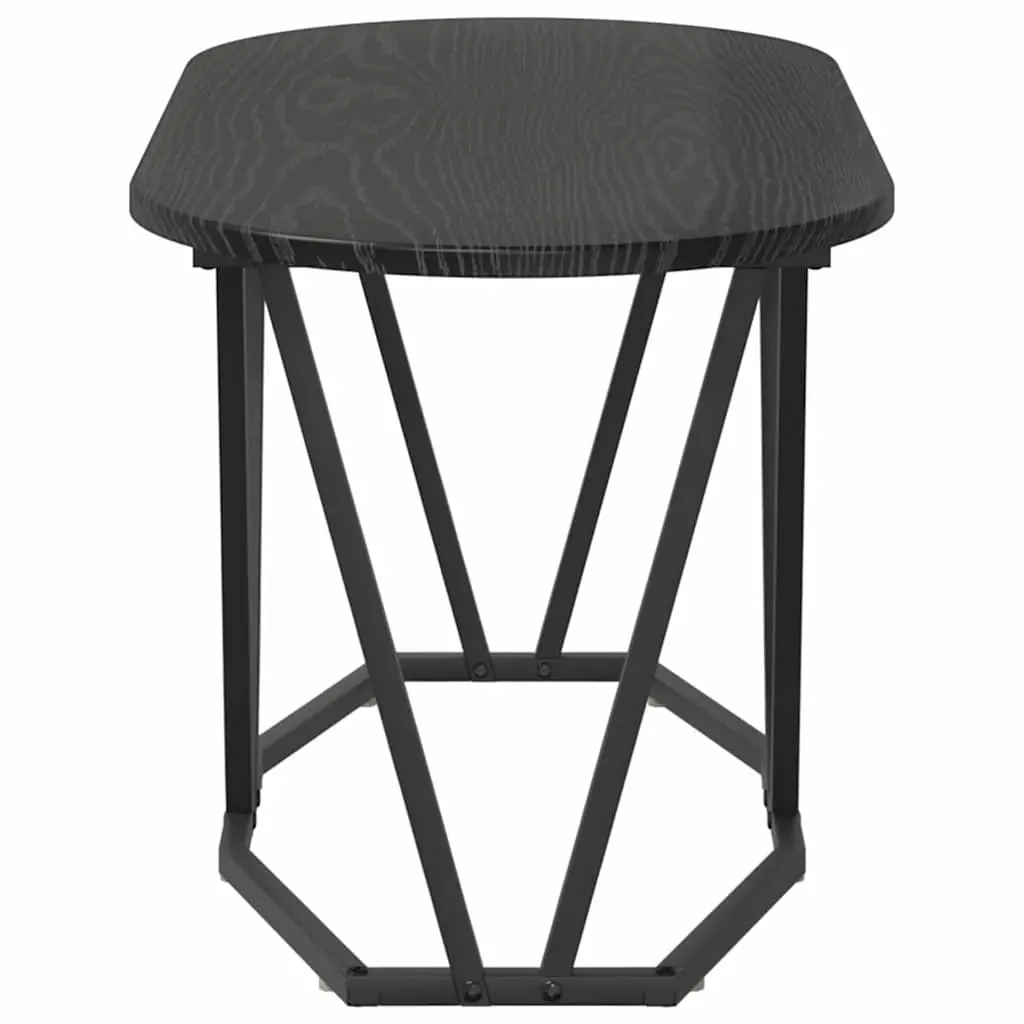 Oval Coffee Table Industrial Modern Black Oak 80x40x40.5cm
