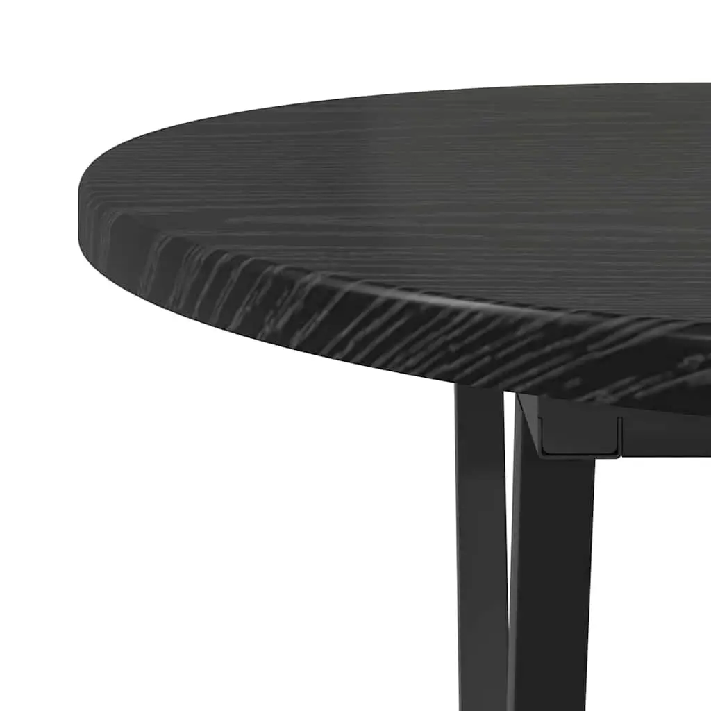 Oval Coffee Table Industrial Modern Black Oak 80x40x40.5cm