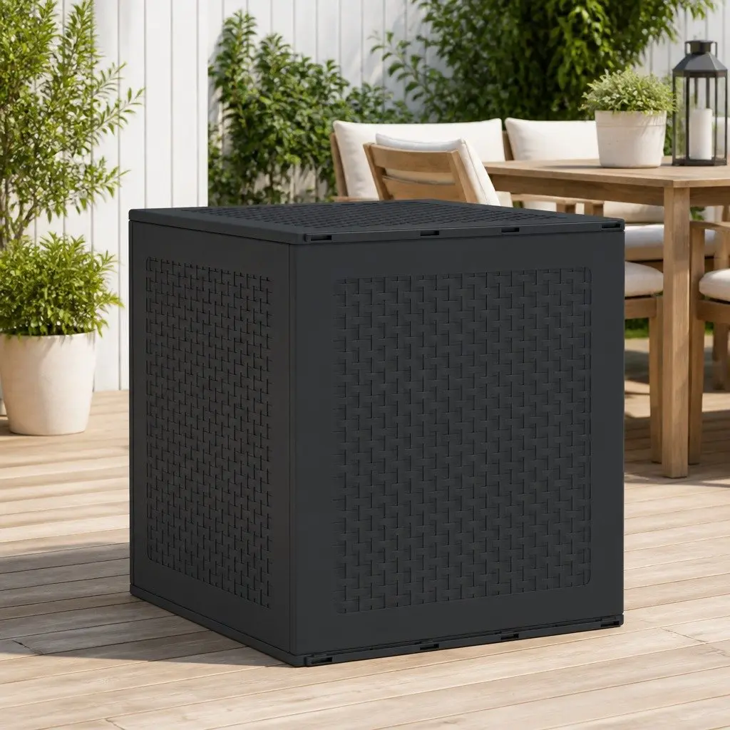 Outdoor Storage Box Anthracite Modern Rectangular 55x53x57cm Garden Deck Patio Organiser Container