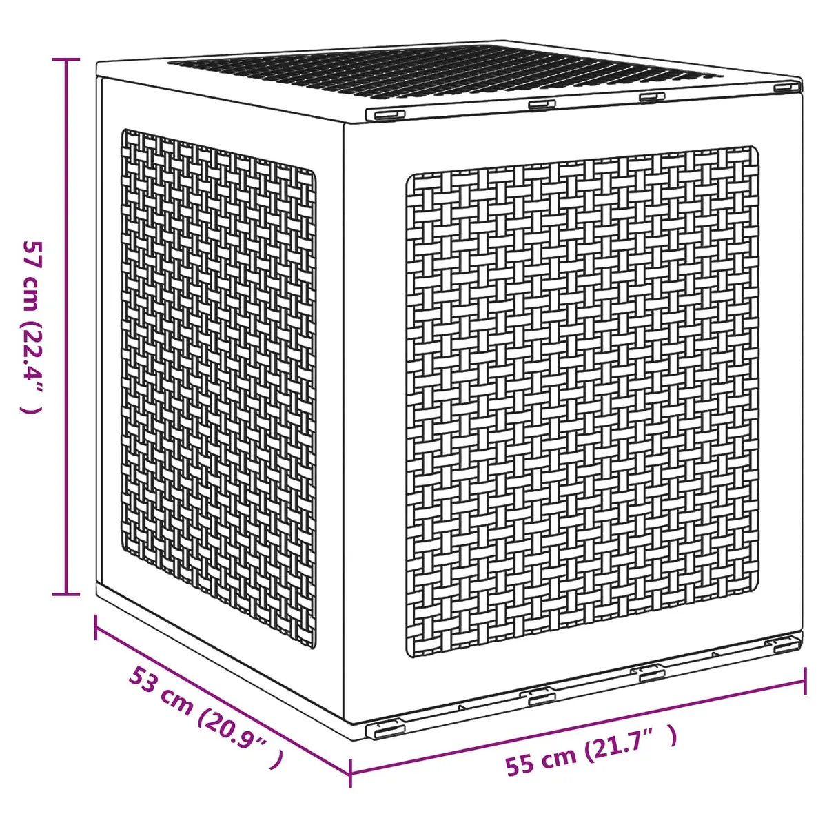 Outdoor Storage Box Anthracite Modern Rectangular 55x53x57cm Garden Deck Patio Organiser Container