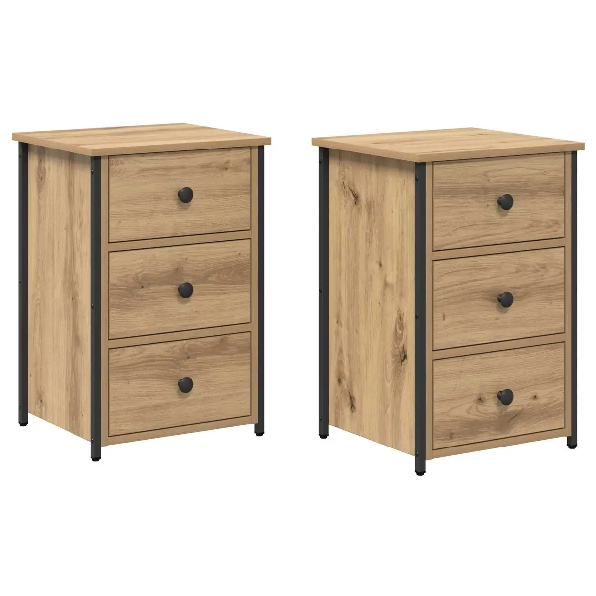 Bedside Cabinet Brown 40 x 36 x 60 cm 2 Piece Bedroom Nightstand Storage Drawer