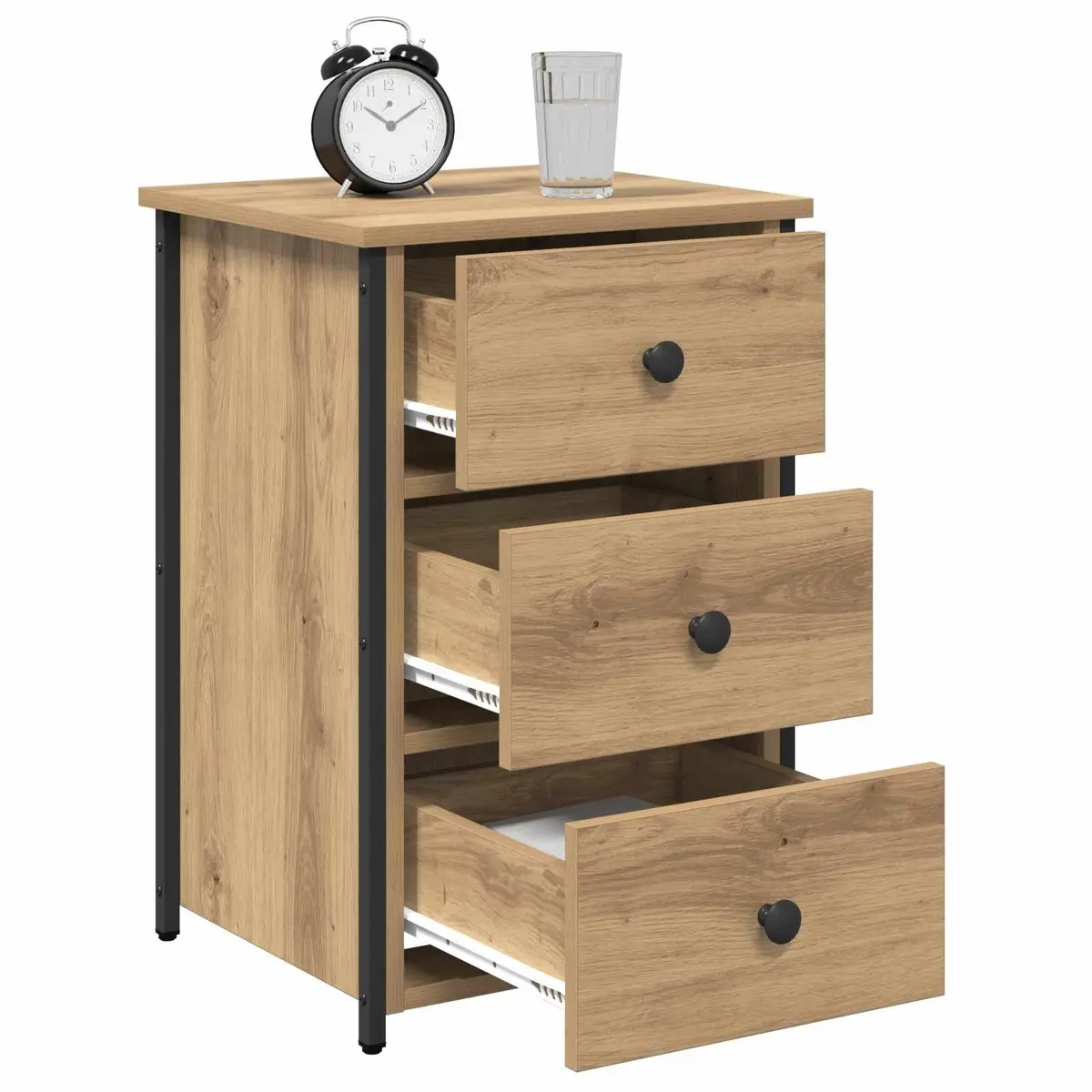 Bedside Cabinet Brown 40 x 36 x 60 cm 2 Piece Bedroom Nightstand Storage Drawer