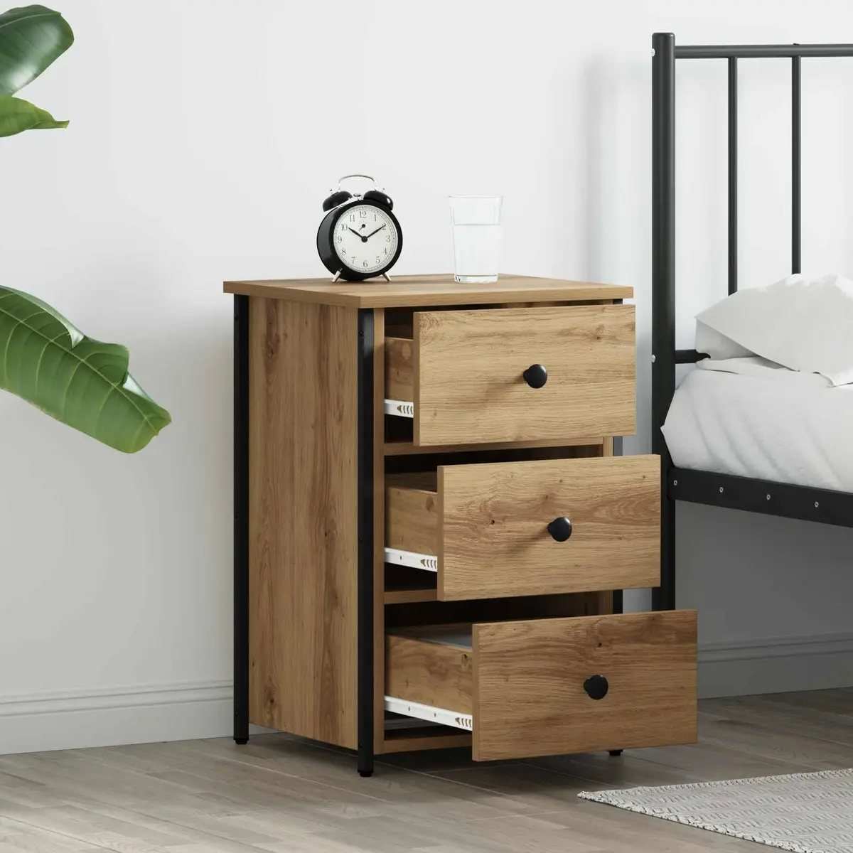Bedside Cabinet Brown 40 x 36 x 60 cm 2 Piece Bedroom Nightstand Storage Drawer