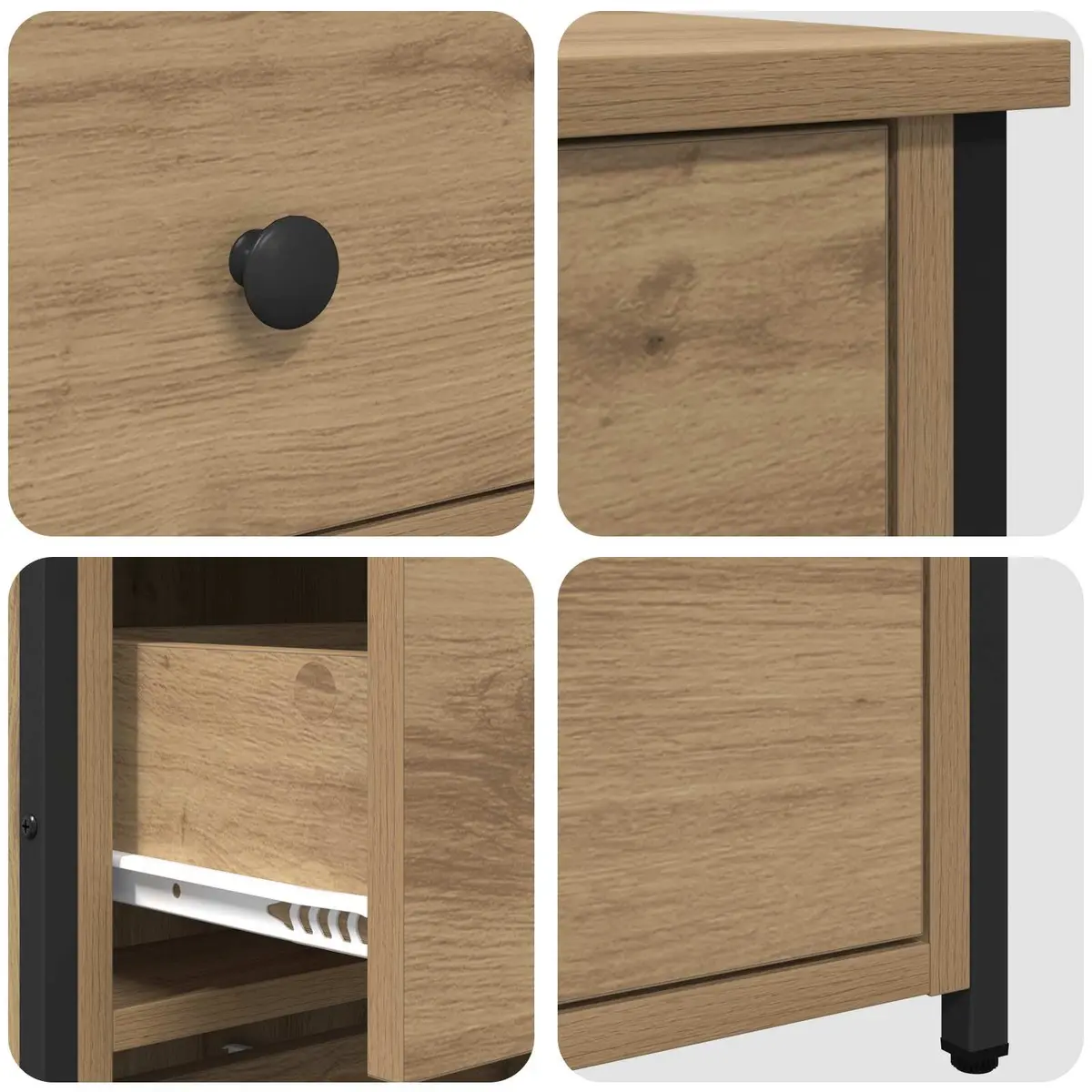 Bedside Cabinet Brown 40 x 36 x 60 cm 2 Piece Bedroom Nightstand Storage Drawer