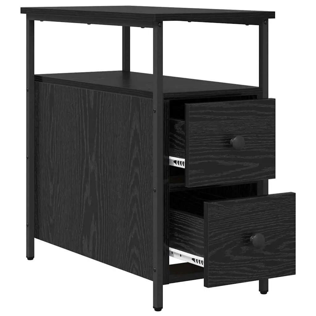Bedside Cabinet Black 30 x 60 x 60 cm Engineered Wood Bedroom Storage Drawer