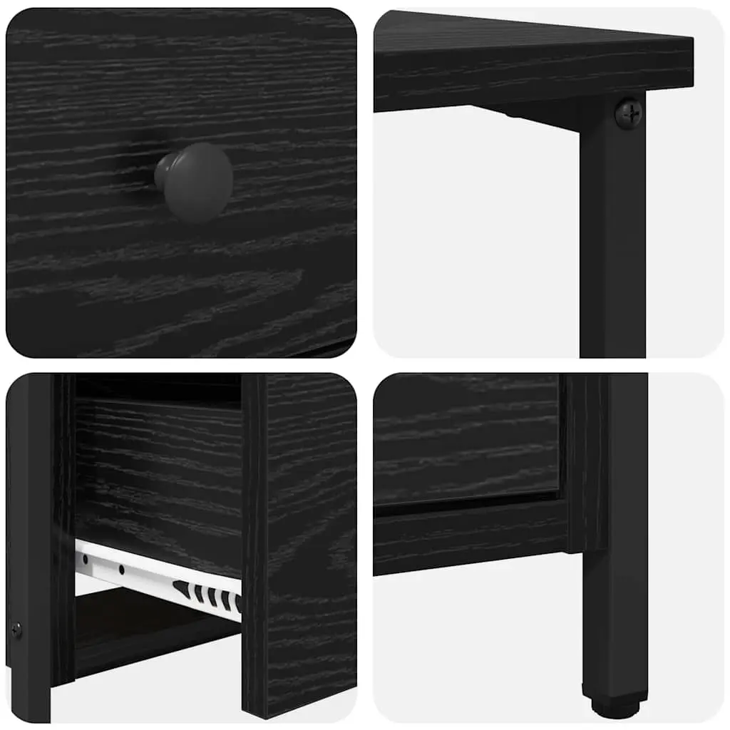 Bedside Cabinet Black 30 x 60 x 60 cm Engineered Wood Bedroom Storage Drawer
