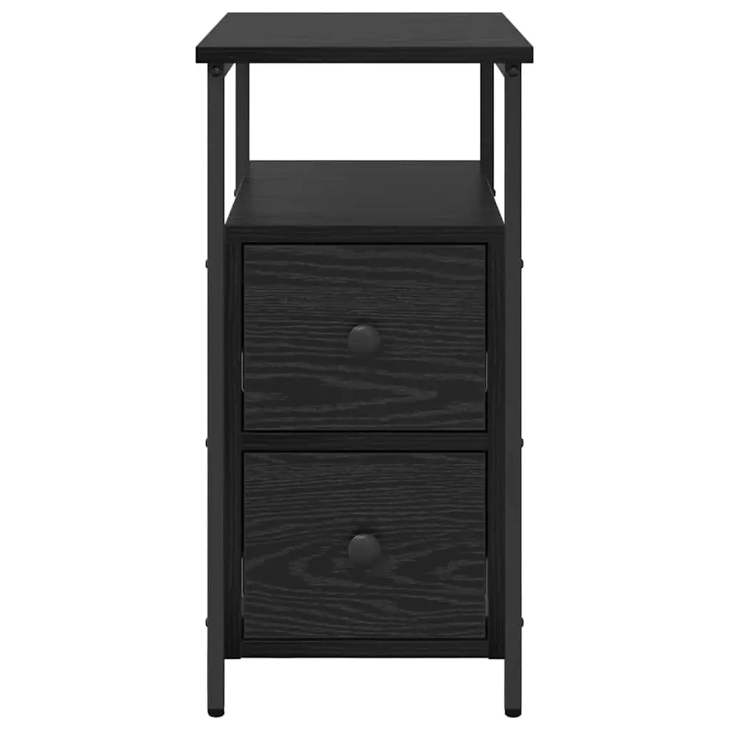 Bedside Cabinet Modern Black 30 x 60 x 60 cm 2 Pieces Bedroom Storage Shelf Drawer