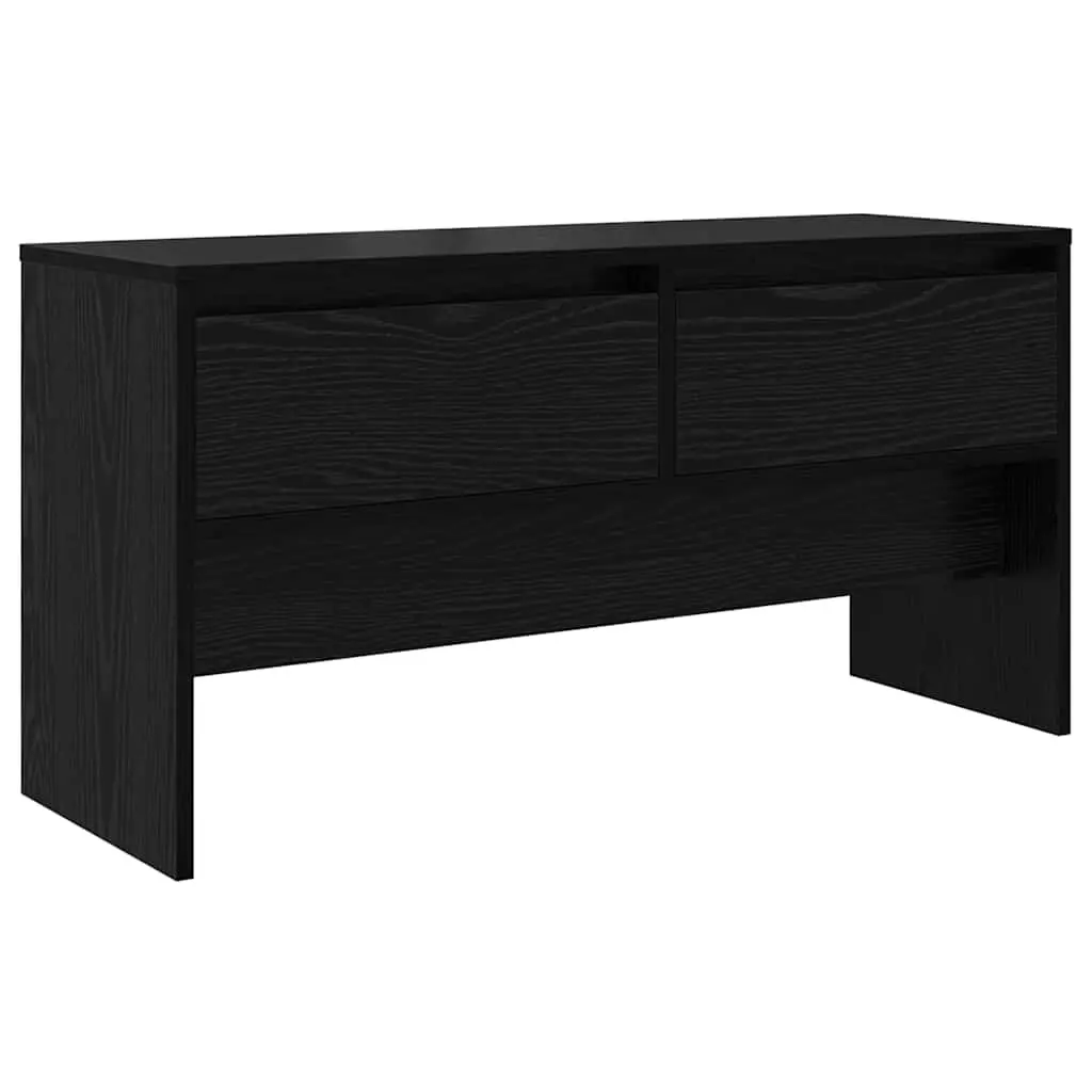 Hallway Furniture Set Modern Storage Bench Mirror Coat Racks 4 Piece Black Oak Entryway