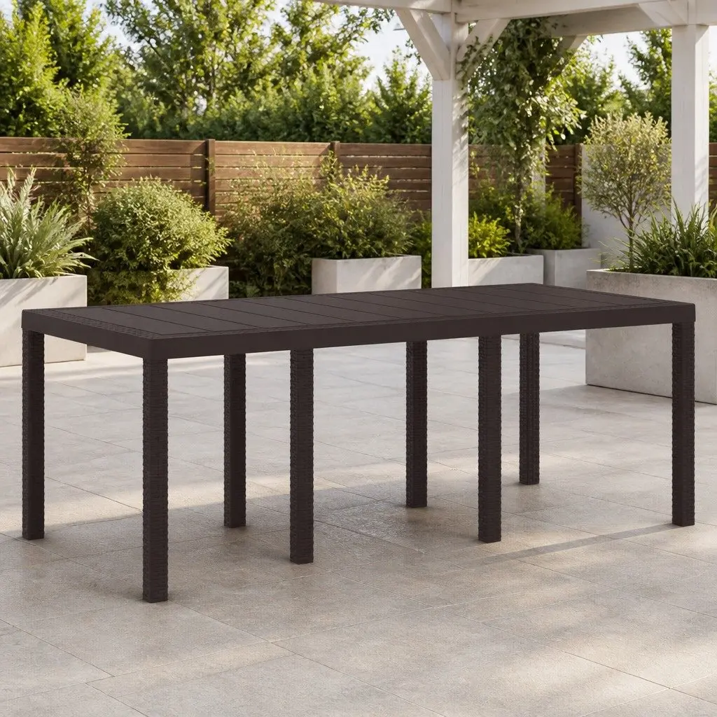 Garden Dining Table Rectangular Poly Rattan Brown 200x100x73cm