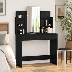 Your Friendly Black Dressing Table with Mirror and Storage