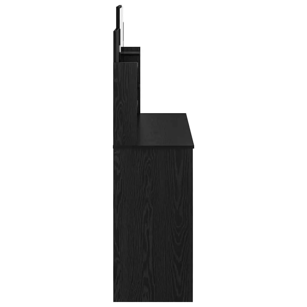 Black Dressing Table with Mirror Bedroom Vanity Unit Storage Drawers Shelves