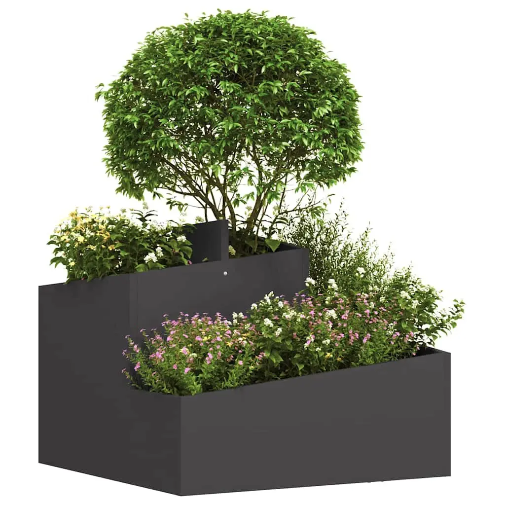 Metal Garden Planter Contemporary Black 60x60x50cm Outdoor Flower Pot
