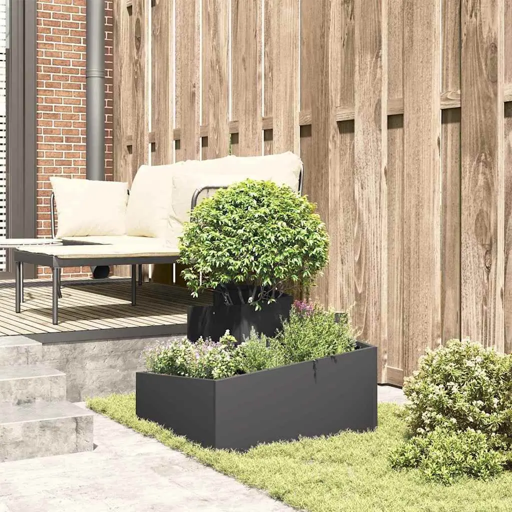 Metal Garden Planter Contemporary Black 60x60x50cm Outdoor Flower Pot