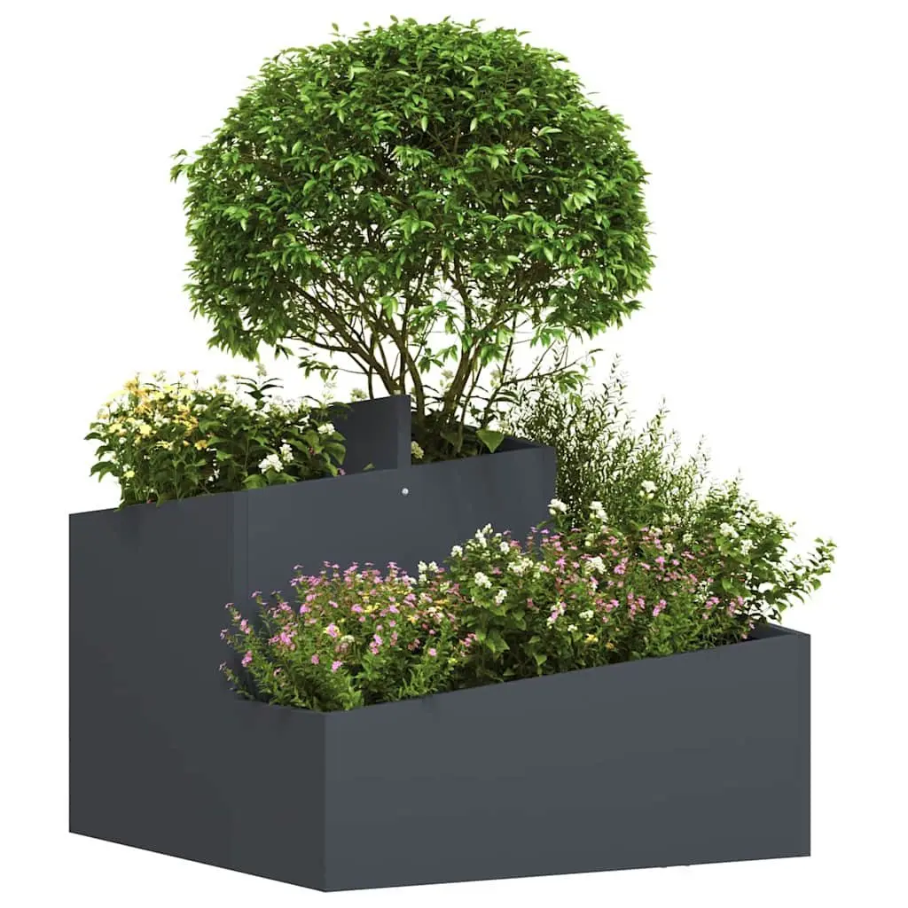 Garden Planter Modern Anthracite 60 x 60 x 50 cm Metal Outdoor Raised Flower Pot