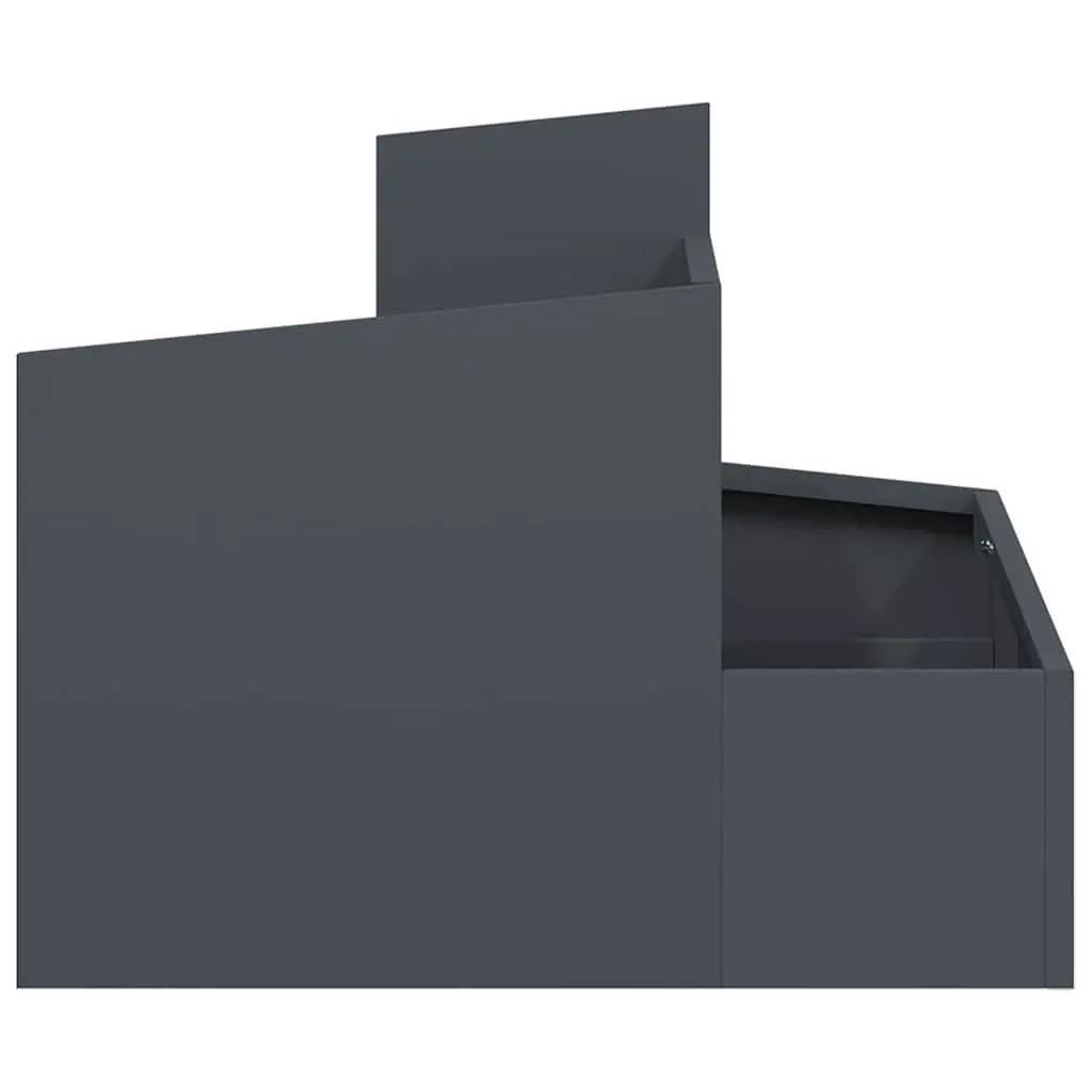 Garden Planter Modern Anthracite 60 x 60 x 50 cm Metal Outdoor Raised Flower Pot