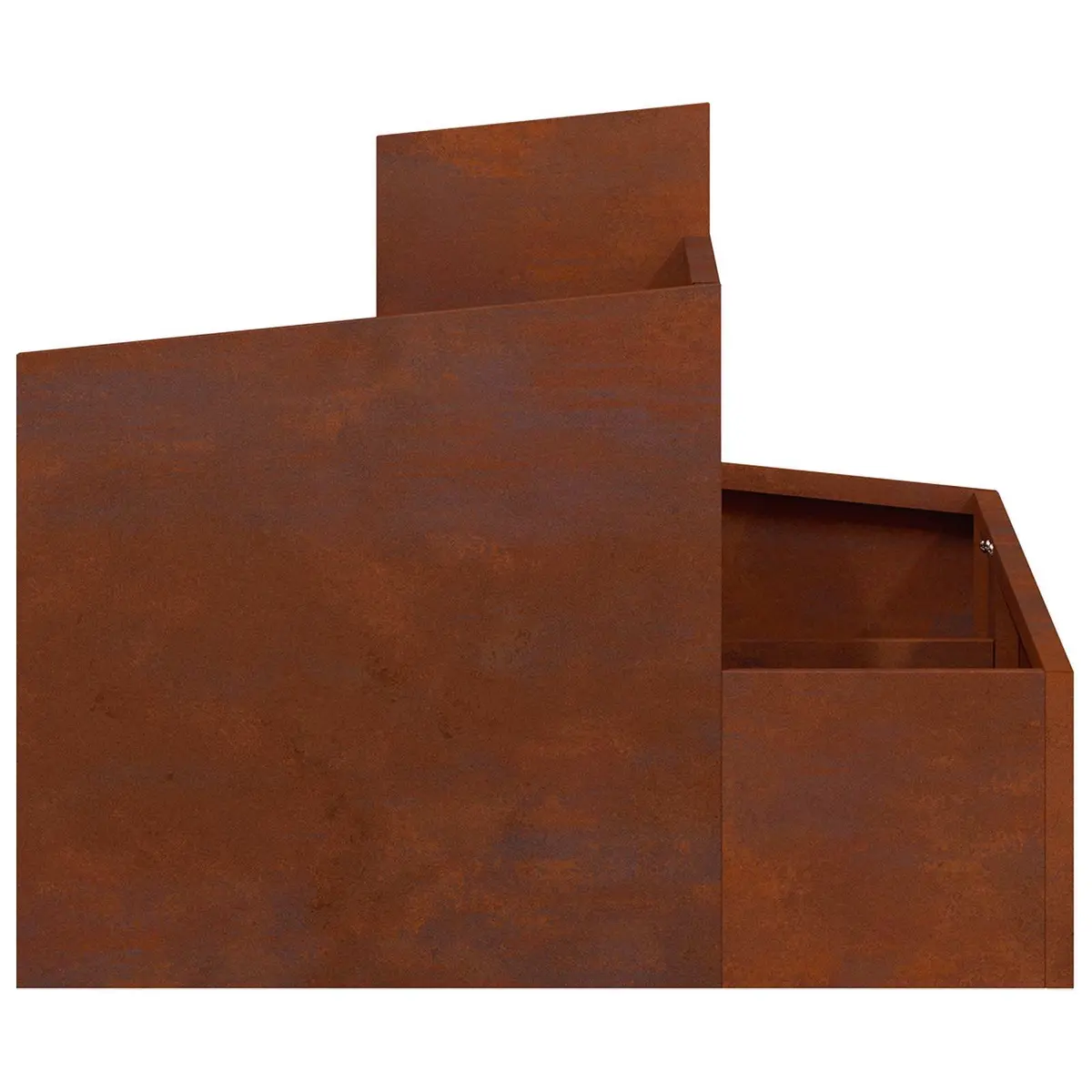 Garden Planter Raised Bed Outdoor Metal Weathering Steel 60x60x50cm Brown Modern