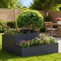 Contemporary Anthracite Metal Planter for Your Garden