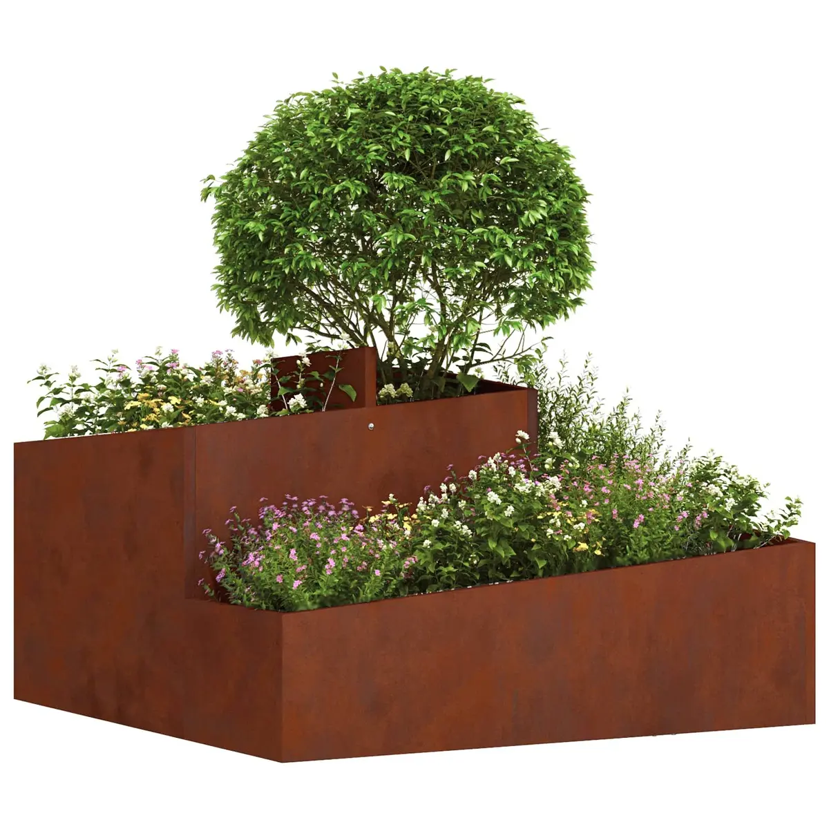 Metal Garden Planter Modern Square Weathering Steel 80 x 80 x 50 cm