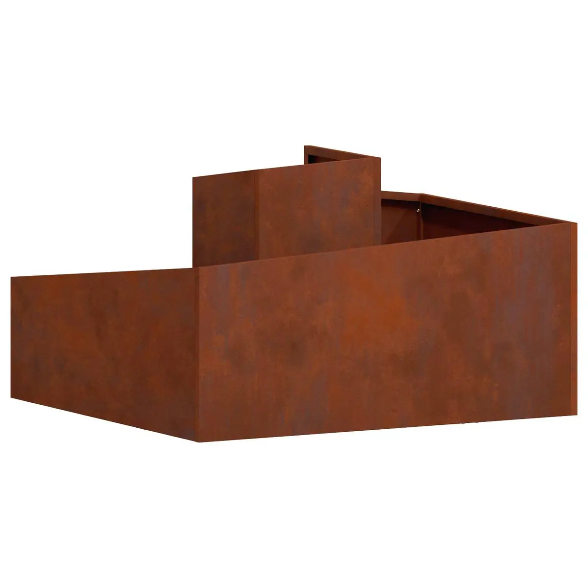 Metal Garden Planter Modern Square Weathering Steel 80 x 80 x 50 cm