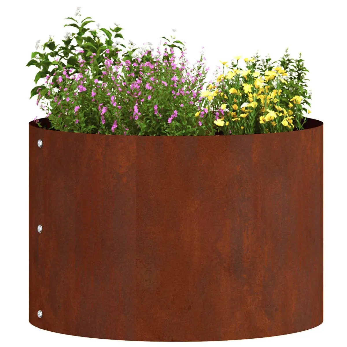 Garden Planter Ring Round Steel Frame Outdoor Raised Bed Brown 30 x 30 x 20 cm