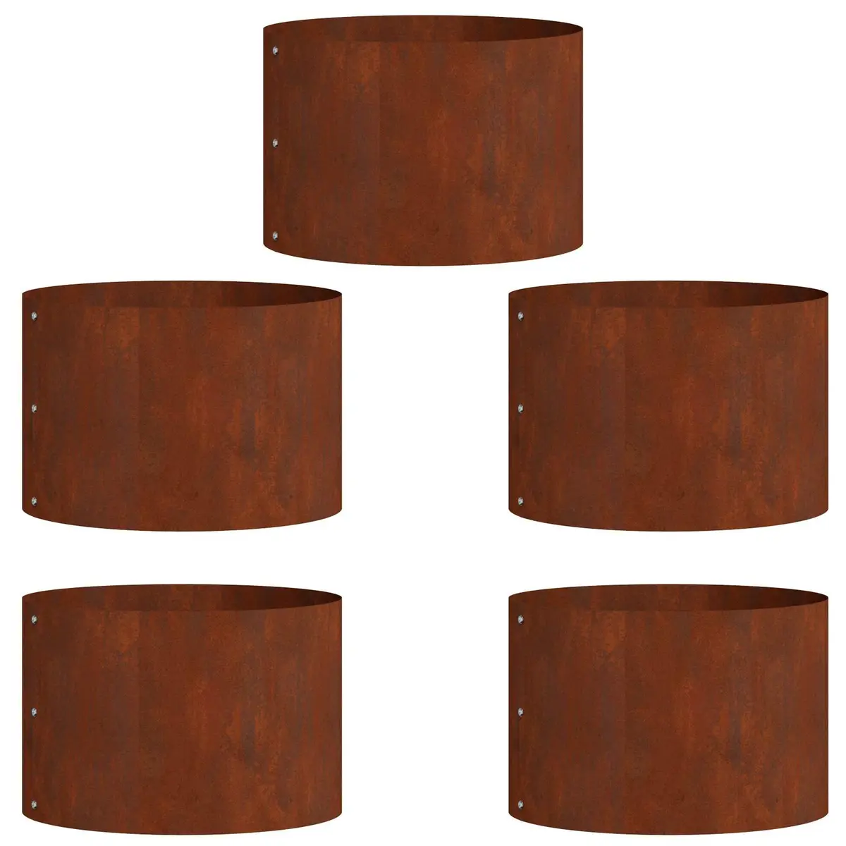 Planter Ring Brown Steel 30 x 30 x 20 cm Round Garden Bed Border Frame 5 Piece