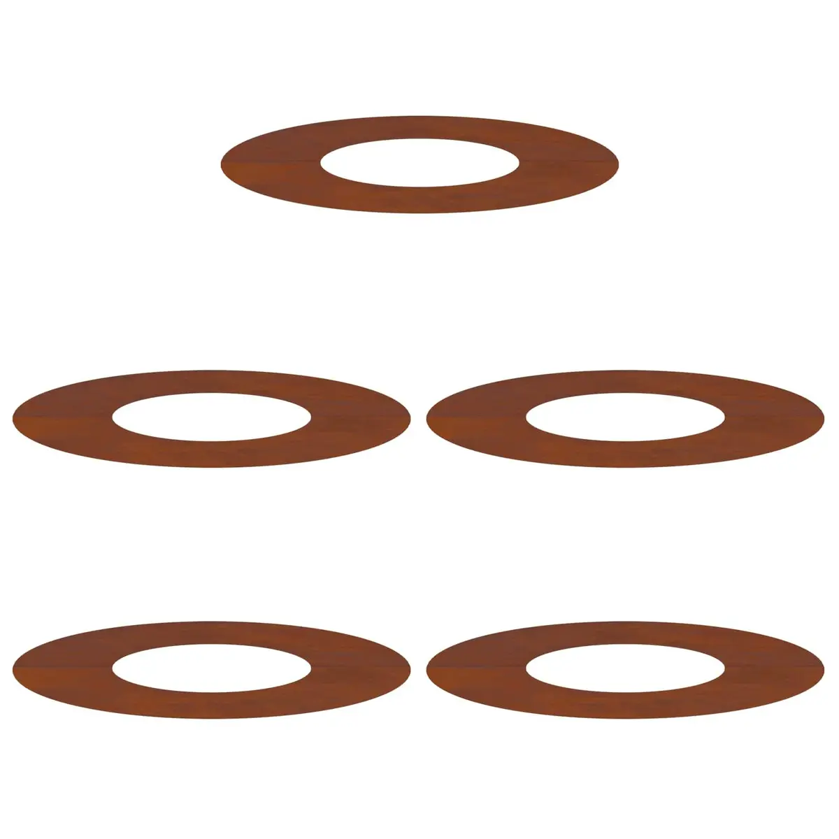 Decorative Tree Ring Set Brown Flat 30 to 60cm Diameter 5 Piece Outdoor Garden Protective Landscaping