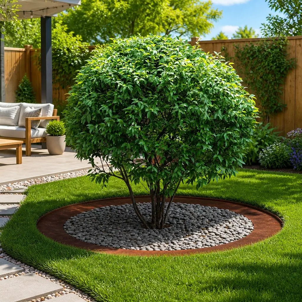 Decorative Tree Ring Flat Design Rusty Brown Garden Outdoor Landscaping Edging