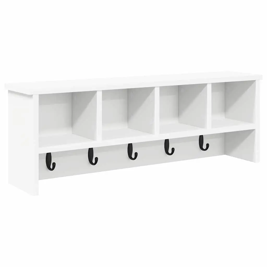 Wall-Mounted Coat Rack in White Wood