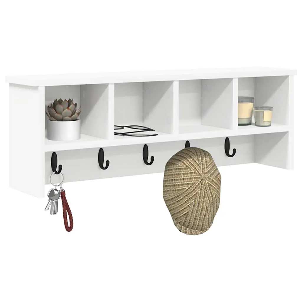 Wall-Mounted Coat Rack in White Wood