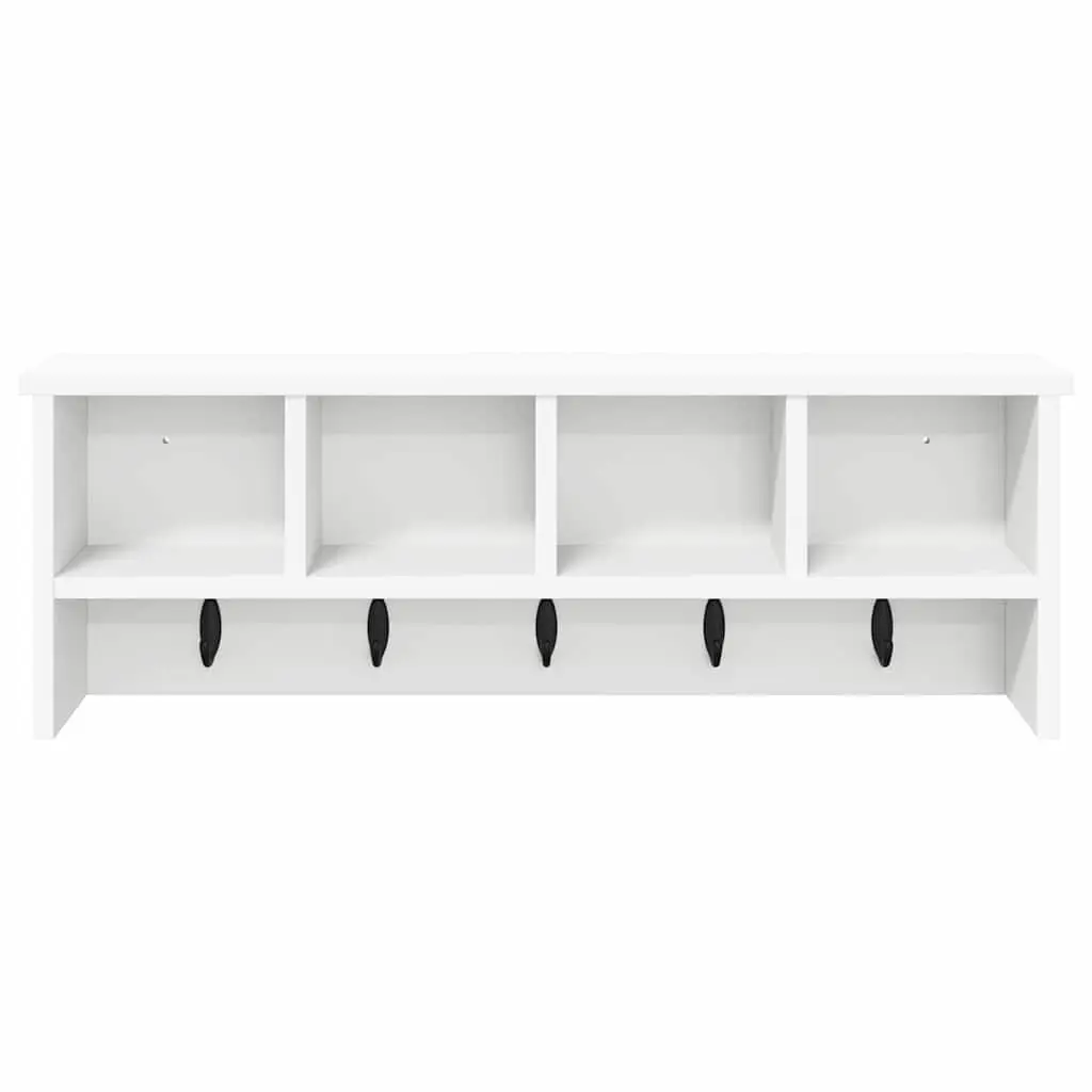 Wall-Mounted Coat Rack in White Wood