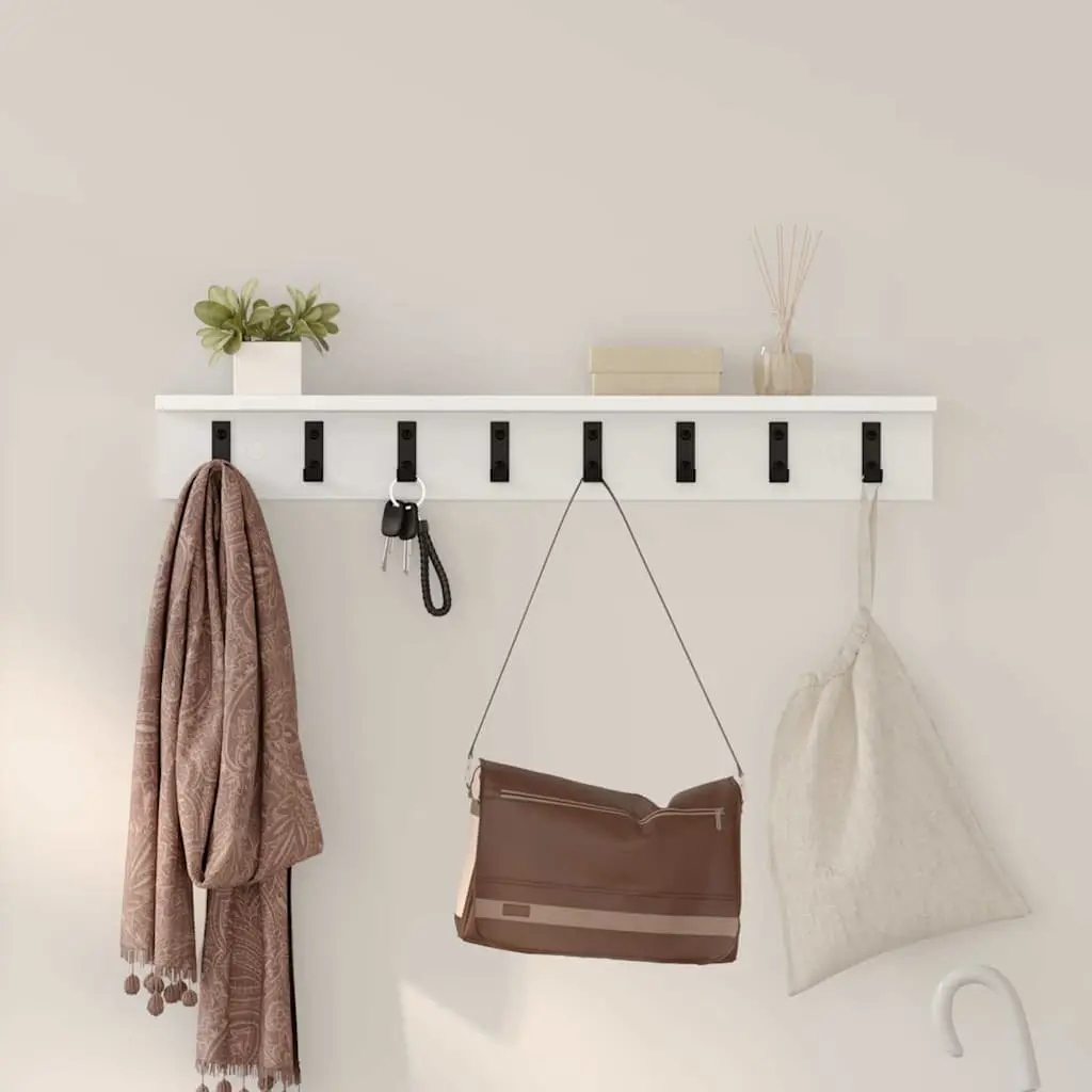 Wall-Mounted Coat Rack Organizer White Modern 80 x 10.5 x 10.5 cm