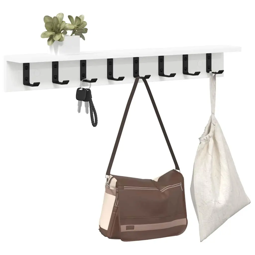 Wall-Mounted Coat Rack Organizer White Modern 80 x 10.5 x 10.5 cm