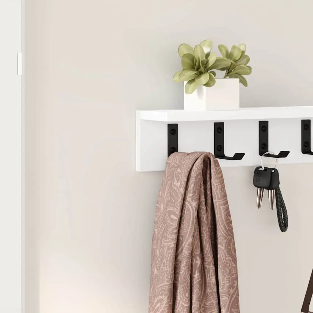 Wall-Mounted Coat Rack Organizer White Modern 80 x 10.5 x 10.5 cm