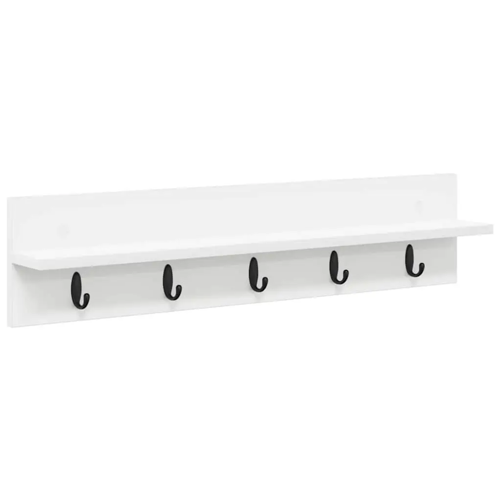 Wall-Mounted Coat Rack White Engineered Wood Hallway Storage Organiser 80cm