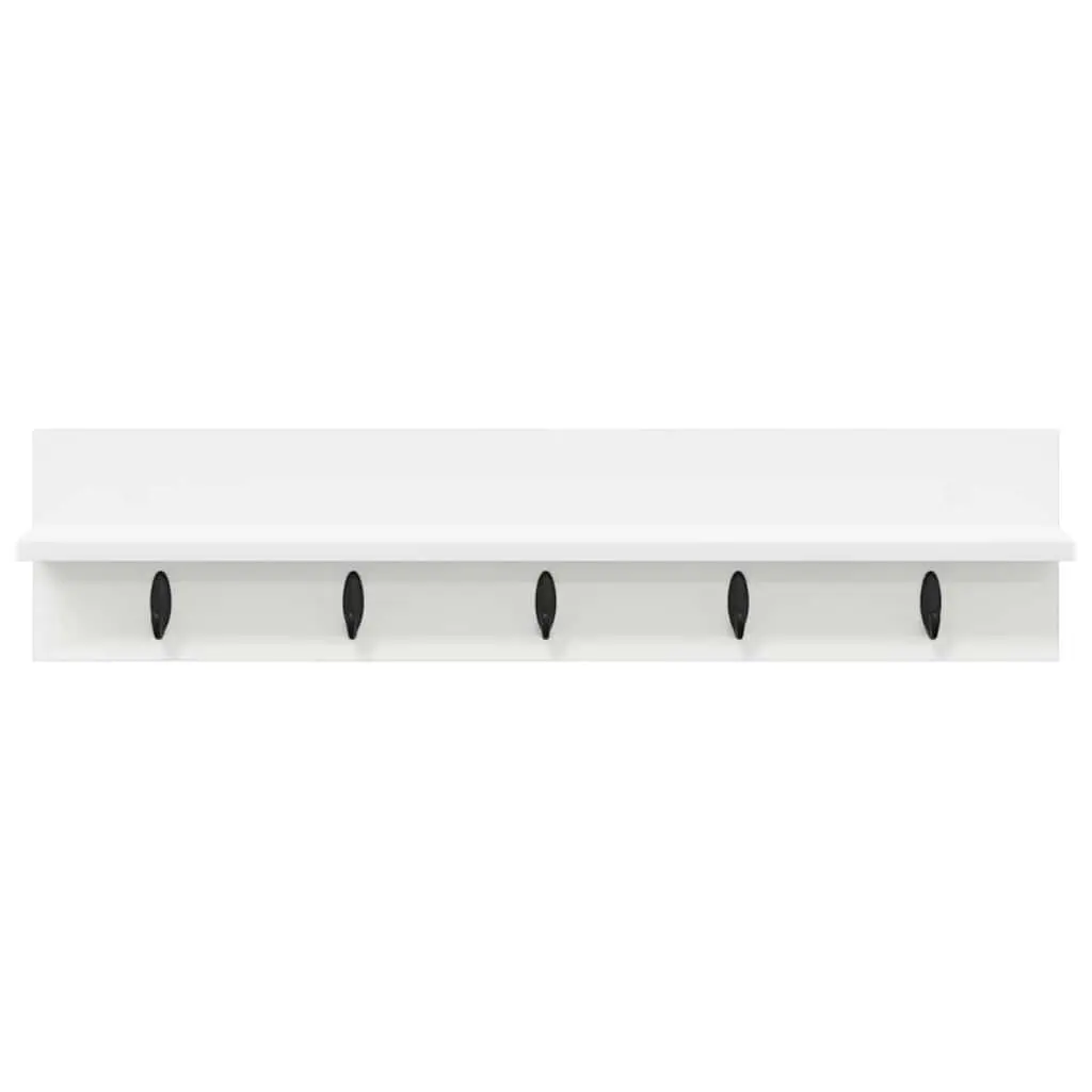 Wall-Mounted Coat Rack White Engineered Wood Hallway Storage Organiser 80cm