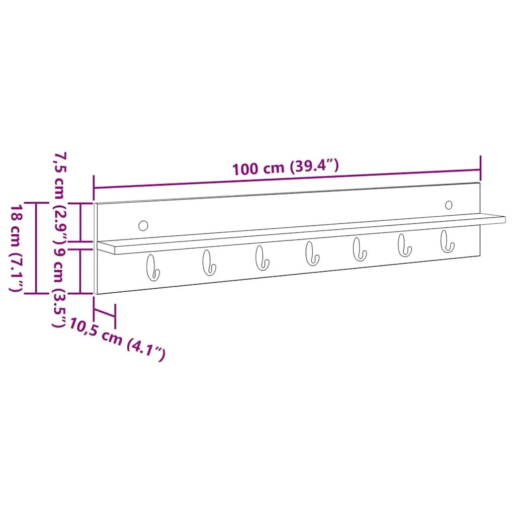 Wall-Mounted Coat Rack Modern White 100 x 10.5 x 18 cm