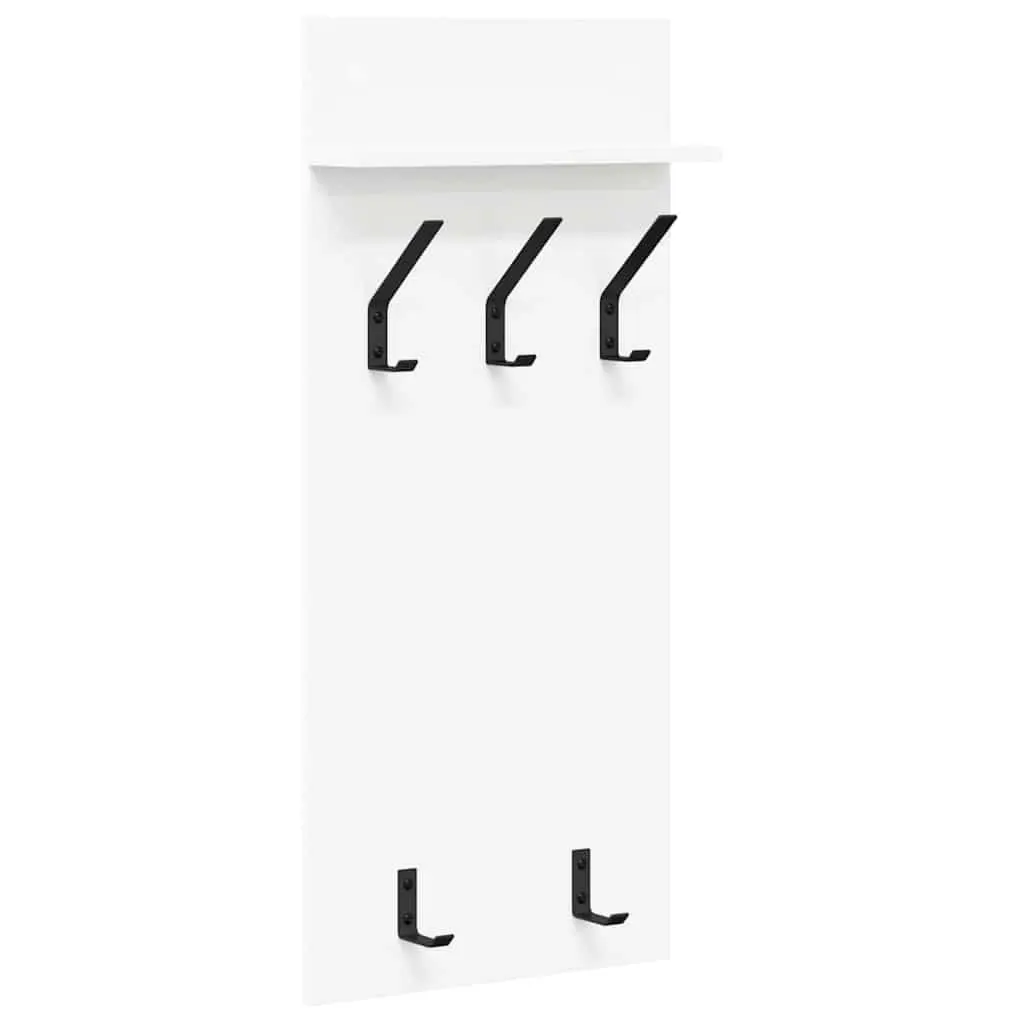 Wall-Mounted Coat Rack White Engineered Wood Hallway Entryway Storage 40x10x90cm
