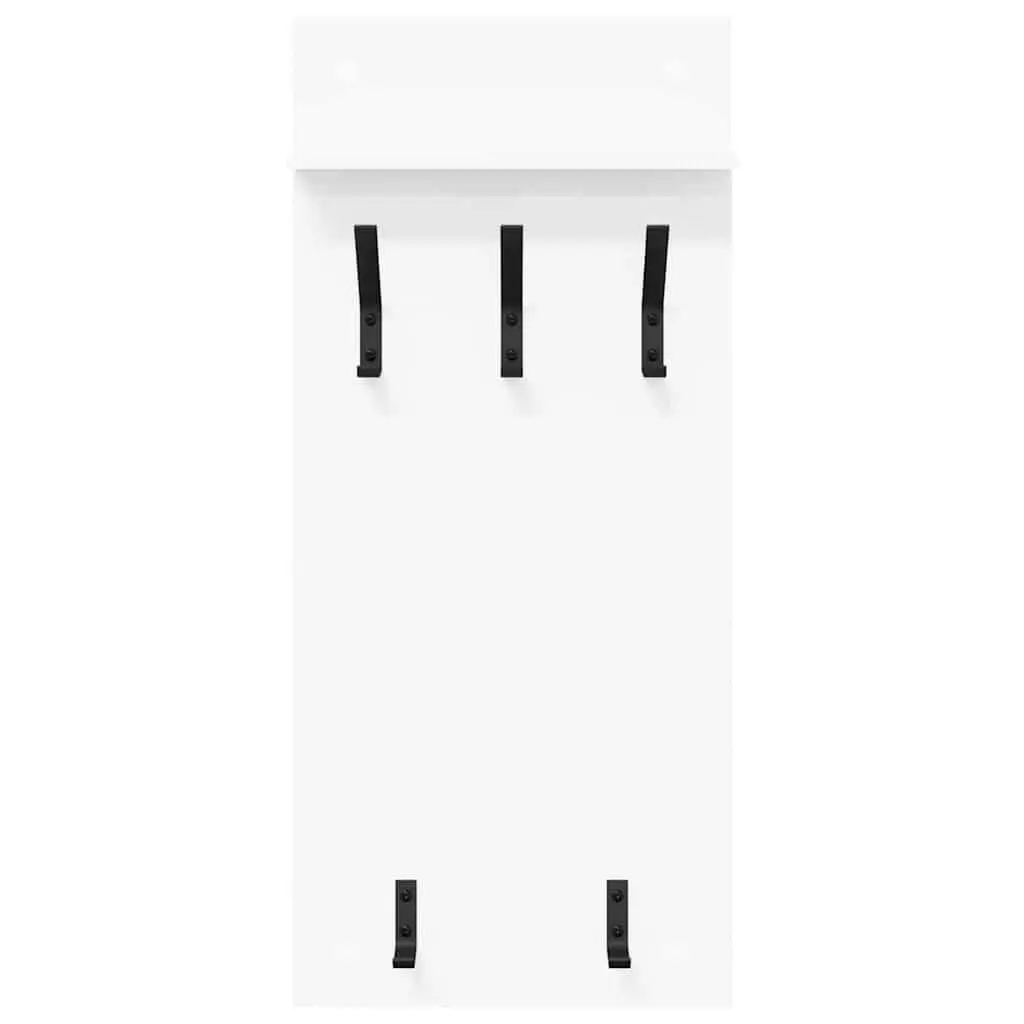 Wall-Mounted Coat Rack White Engineered Wood Hallway Entryway Storage 40x10x90cm