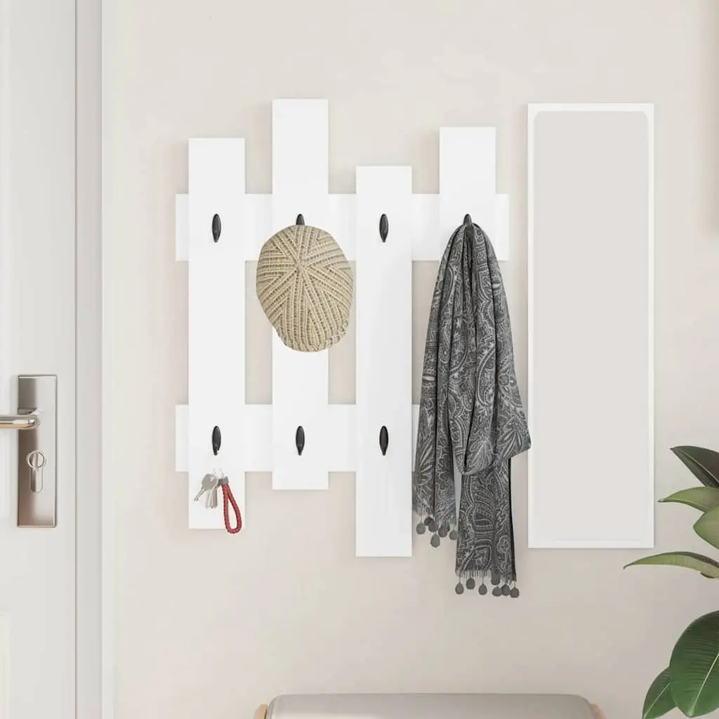 Wall-Mounted Coat Rack Modern White Engineered Wood 60x82cm