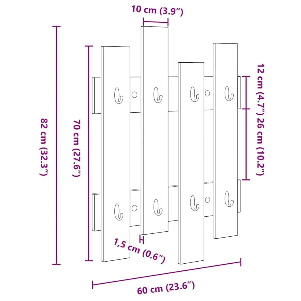 Wall-Mounted Coat Rack Modern White Engineered Wood 60x82cm