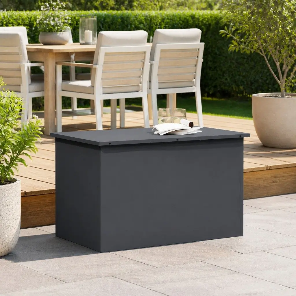 Steel Garden Storage Cushion Box Weatherproof Gas Lift Lid 80 x 50.5 x 50 cm Anthracite