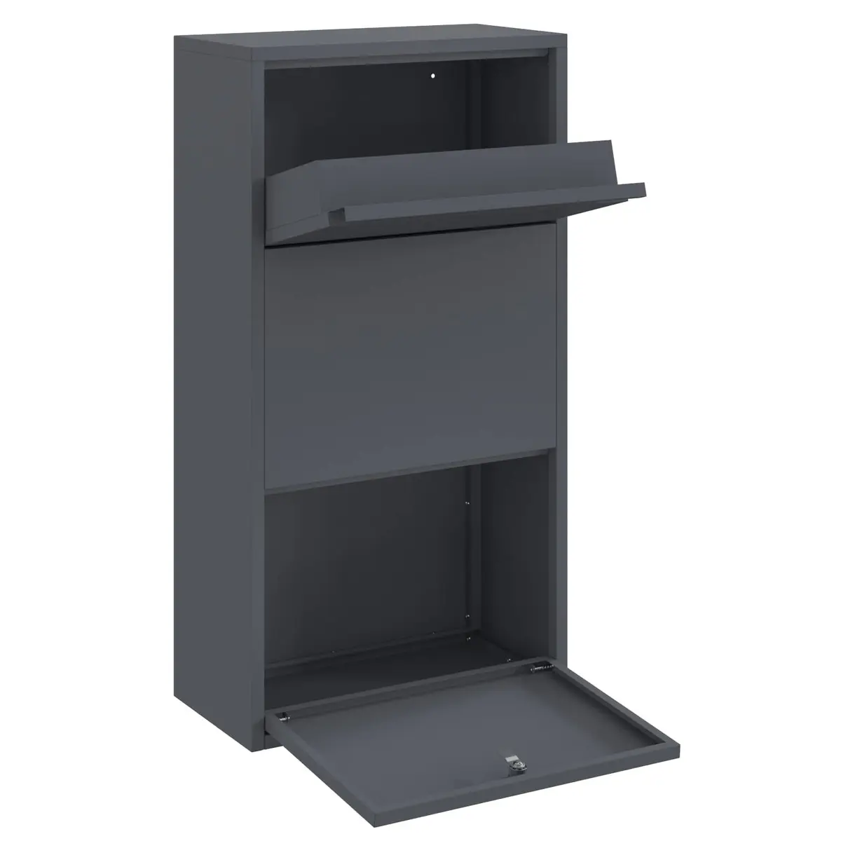 Parcel Drop Box Modern Anthracite Steel Storage 44x22x82cm