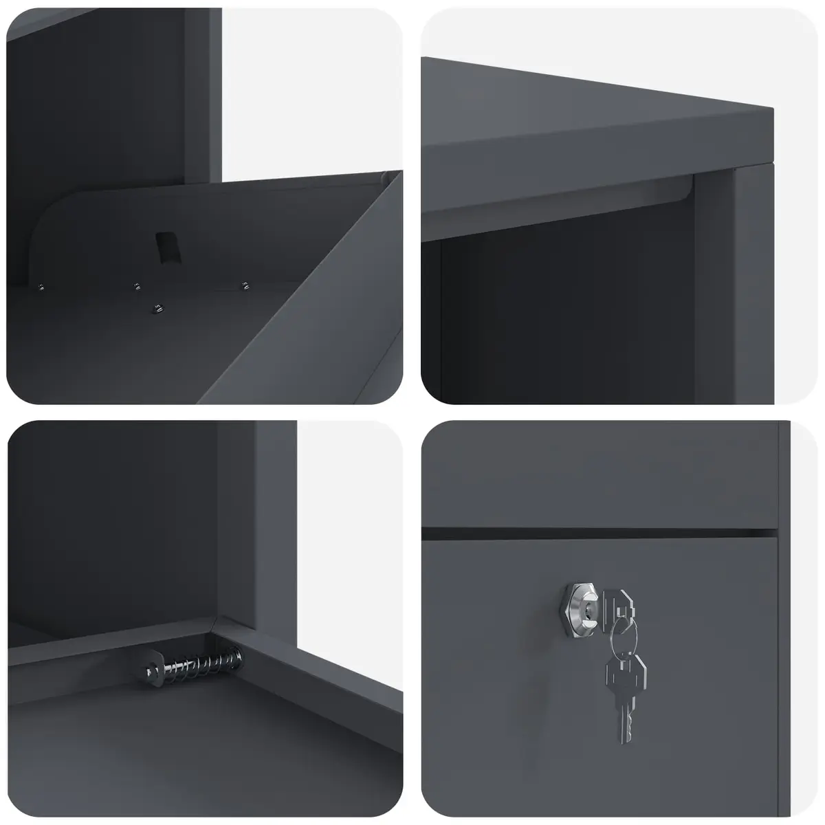 Parcel Drop Box Modern Anthracite Steel Storage 44x22x82cm