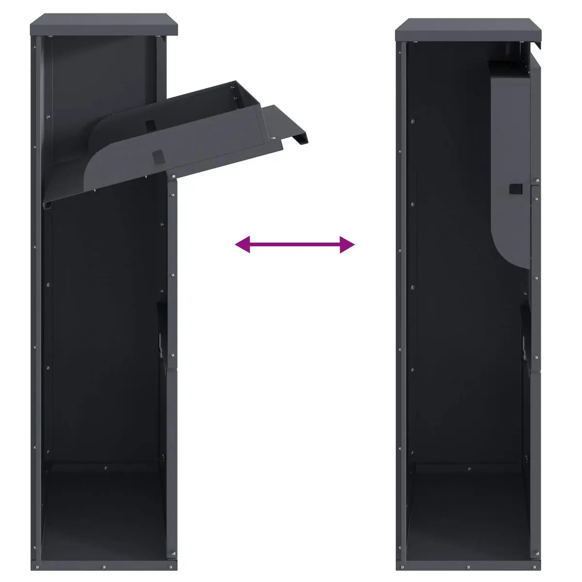Parcel Drop Box Modern Anthracite Steel Storage 44x22x82cm