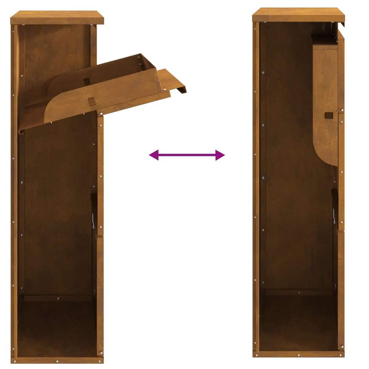 Parcel Drop Box Weathering Steel Rectangular 44 x 22 x 82 cm