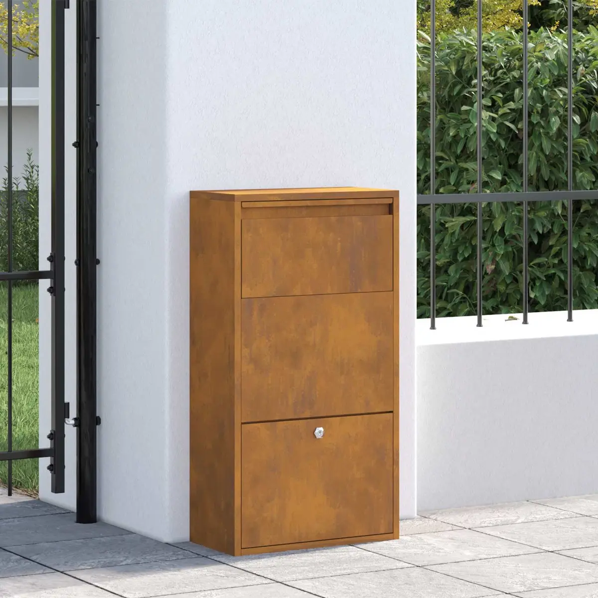 Parcel Drop Box Weathering Steel Rectangular 44 x 22 x 82 cm