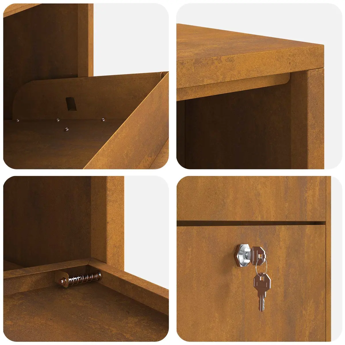 Parcel Drop Box Weathering Steel Rectangular 44 x 22 x 82 cm