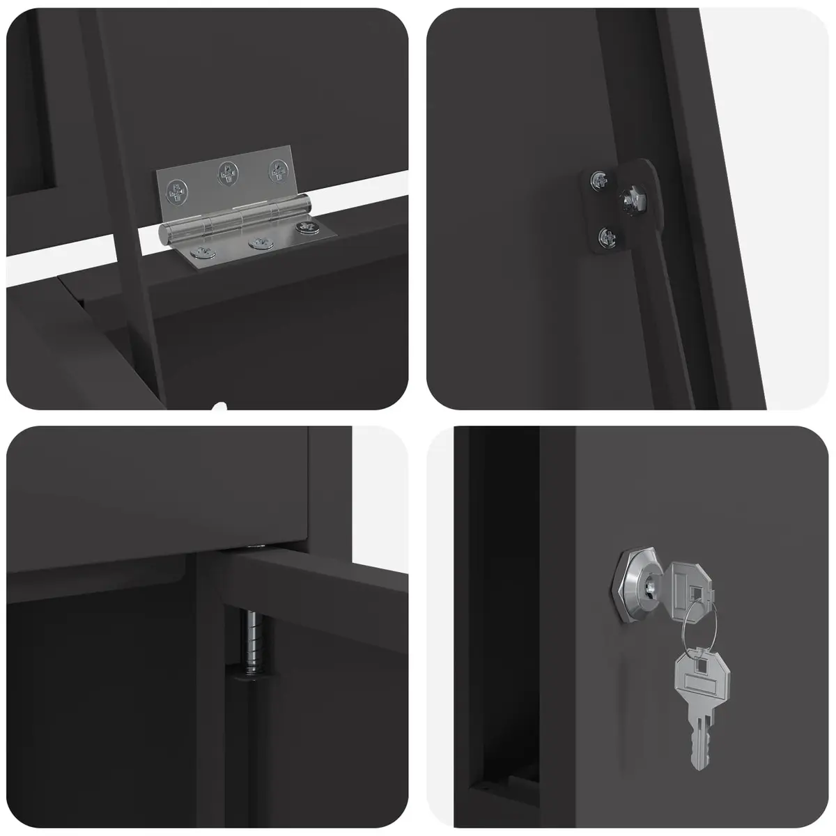 Parcel Drop Box Black Steel Outdoor Storage Hinged Doors 44.5 x 29 x 110.5 cm