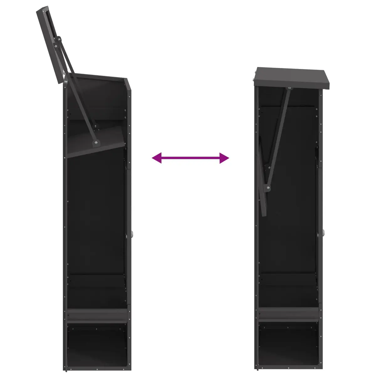 Parcel Drop Box Black Steel Outdoor Storage Hinged Doors 44.5 x 29 x 110.5 cm